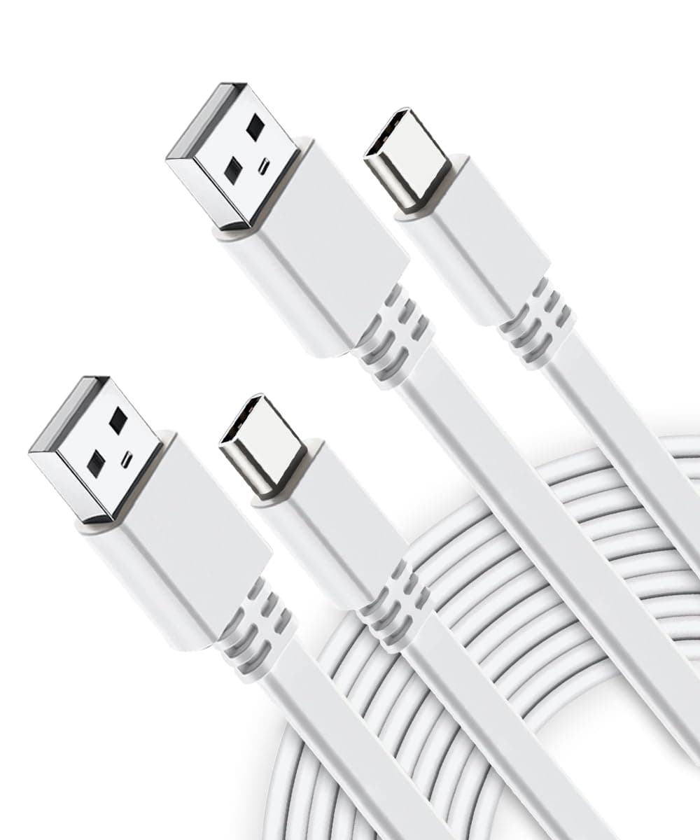 ItramaxUSB A to USB C Charger Cable 20FT (2 Pack),Long Flat Type-A 2.0 to USBC Charging Power Cord Compatible for PS5 / PlayStation 5,Xbox Series,Blink Outdoor 4 4th,Blink Mini 2