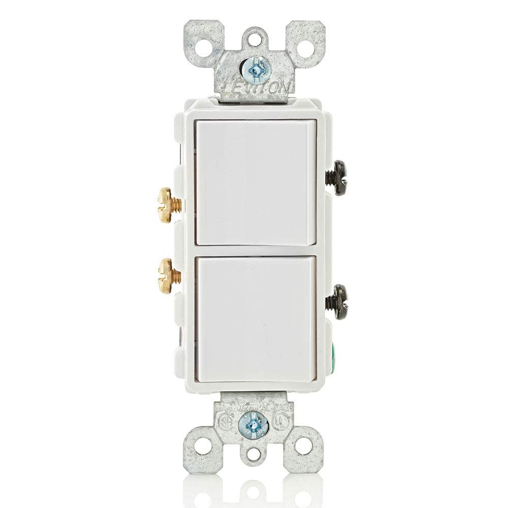 Leviton 15 Amp, 120/277 Volt, Decora Single-Pole, AC Combination Switch, Commercial Grade, Grounding, 5634-W, White