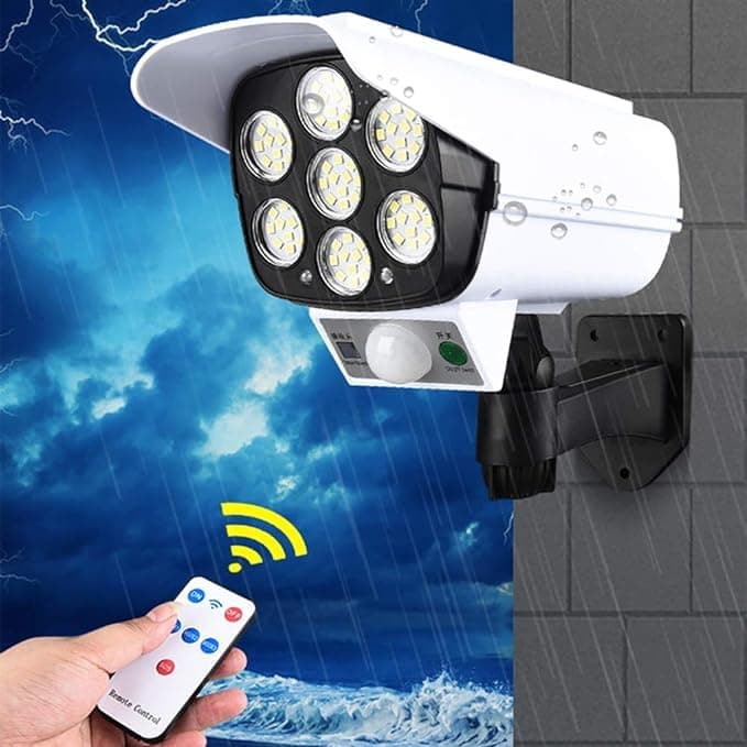 HETANSH ICON (1Pcs) Outdoor Motion Sensor Solar Lights Dummy Security Camera - 77 LED Solar Security Light PIR Motion Sensor LED Wall Lamp Outdoor IP65 Waterproof for Outdoor.