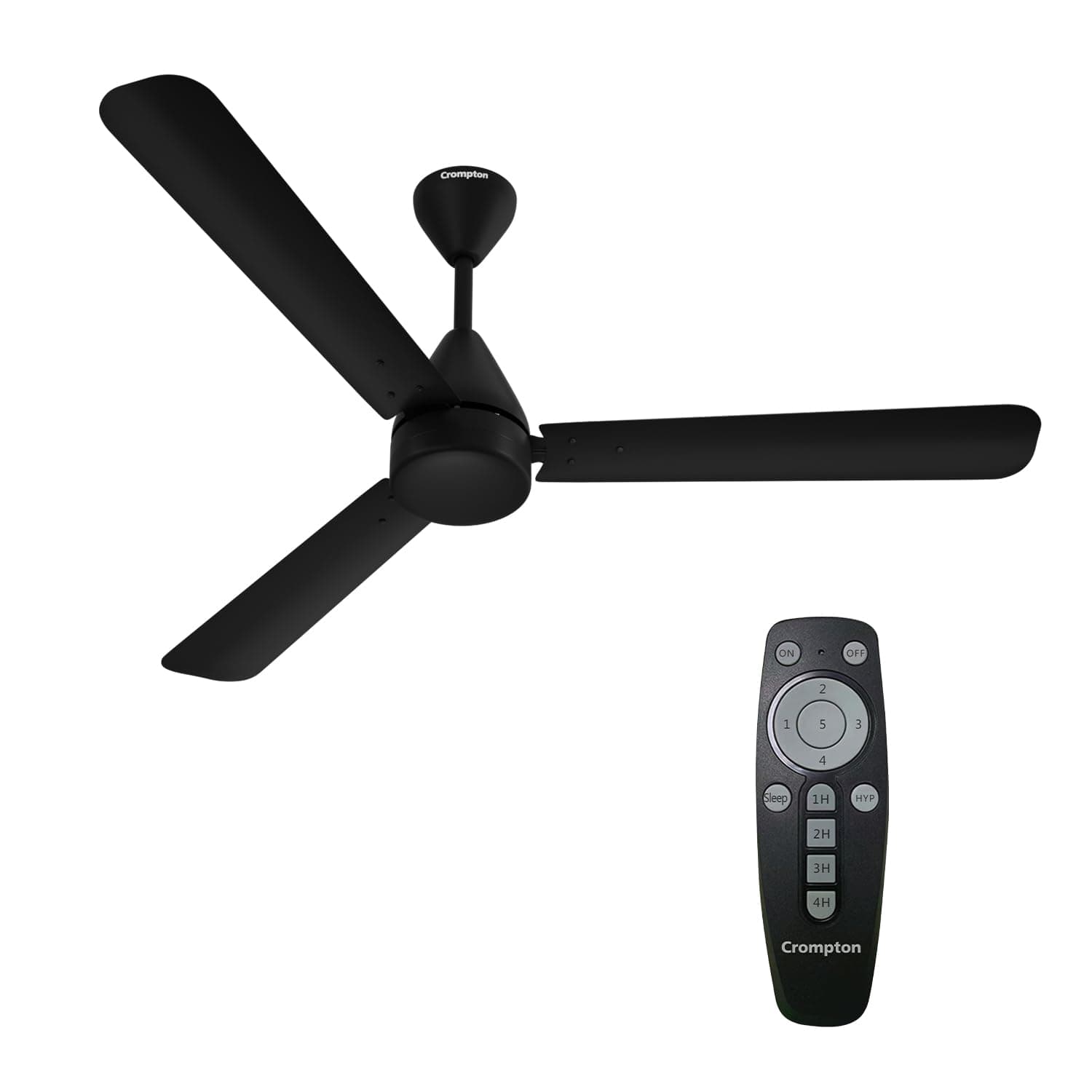 Crompton Energion Hyperjet 1200mm BLDC Ceiling Fan | Point Anywhere Remote Control | BEE 5 Star Rated Energy Efficient | Superior Air Delivery | Anti-Rust | 2 Year Manufacturer Warranty | Matte Black