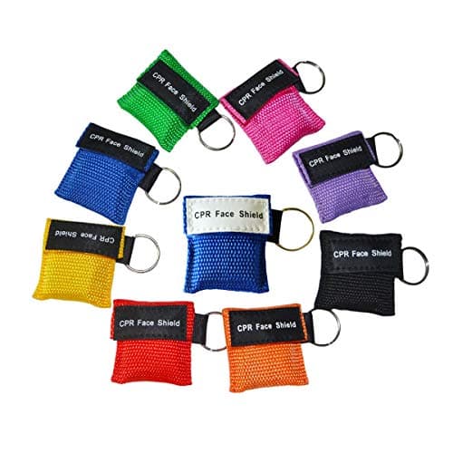 80pcs CPR Barrier with Keychain CPR Face Shield for Aed First Aid Training Pocket Size 8 Colors