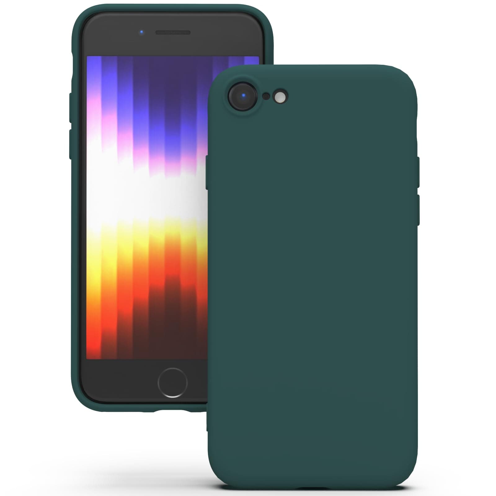 YATWIN Silicone Case for iPhone SE 2020/2022, iPhone 8/7, Soft-Touch, Shockproof, DustProof, Antiskid Apple Phone Cover for iPhone SE 2nd 3rd Generation - Dark Green