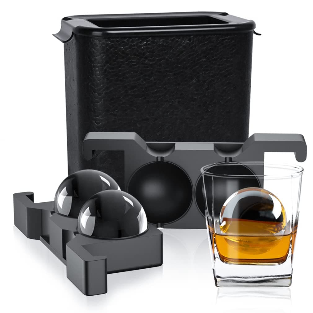 TINANA Clear Ice Ball Maker, 2.5” Clear Ice Cube Tray Make 2 Large Sphere Ice Balls, Crystal Clear Ice Cube Maker for Whiskey, Cocktails & Bourbon, Gifts for Men