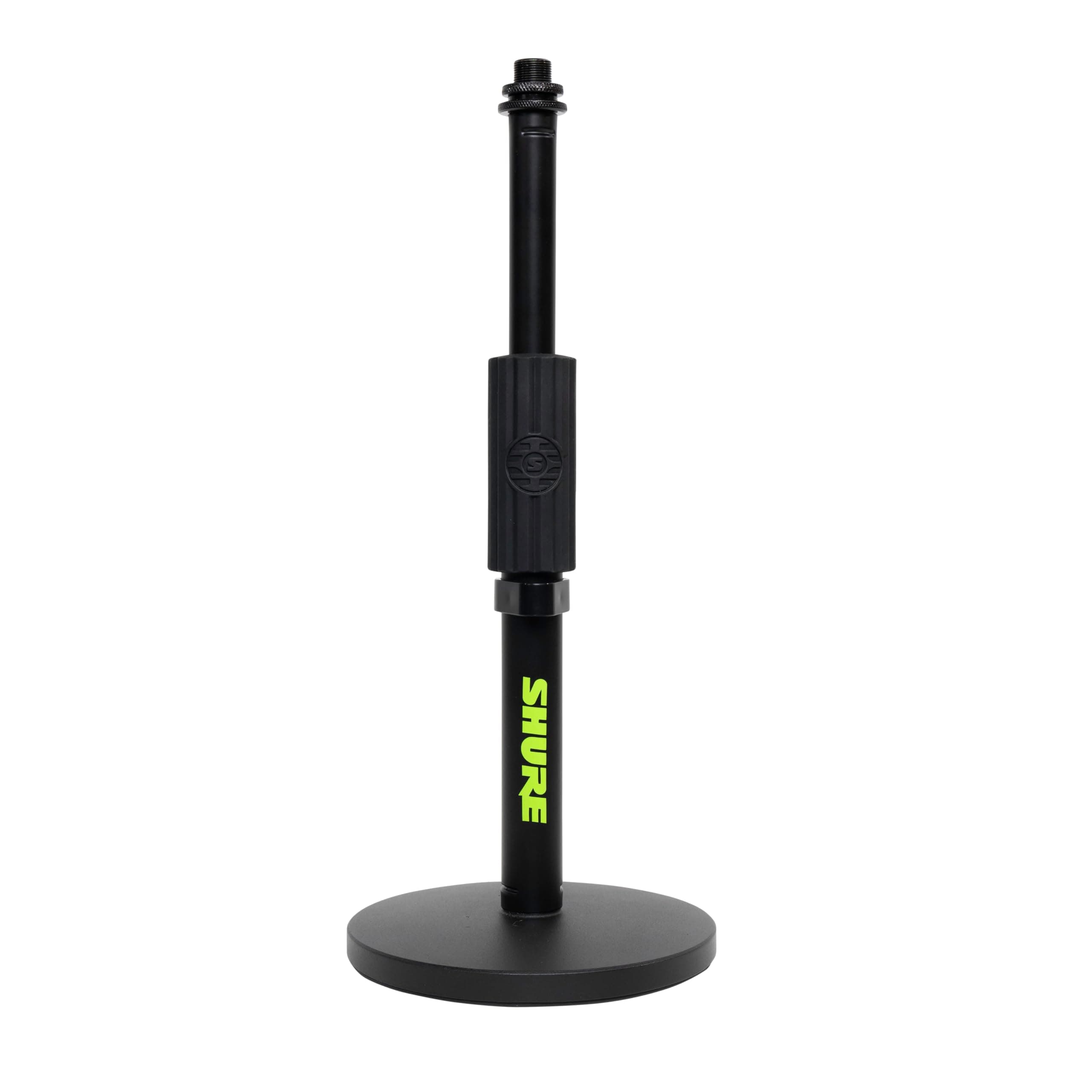 Shure by Gator Round Base Desktop Mic Stand with Standard Height-Adjustable Twist Clutch and 6" Base; (SH-DESKTOP1), Black