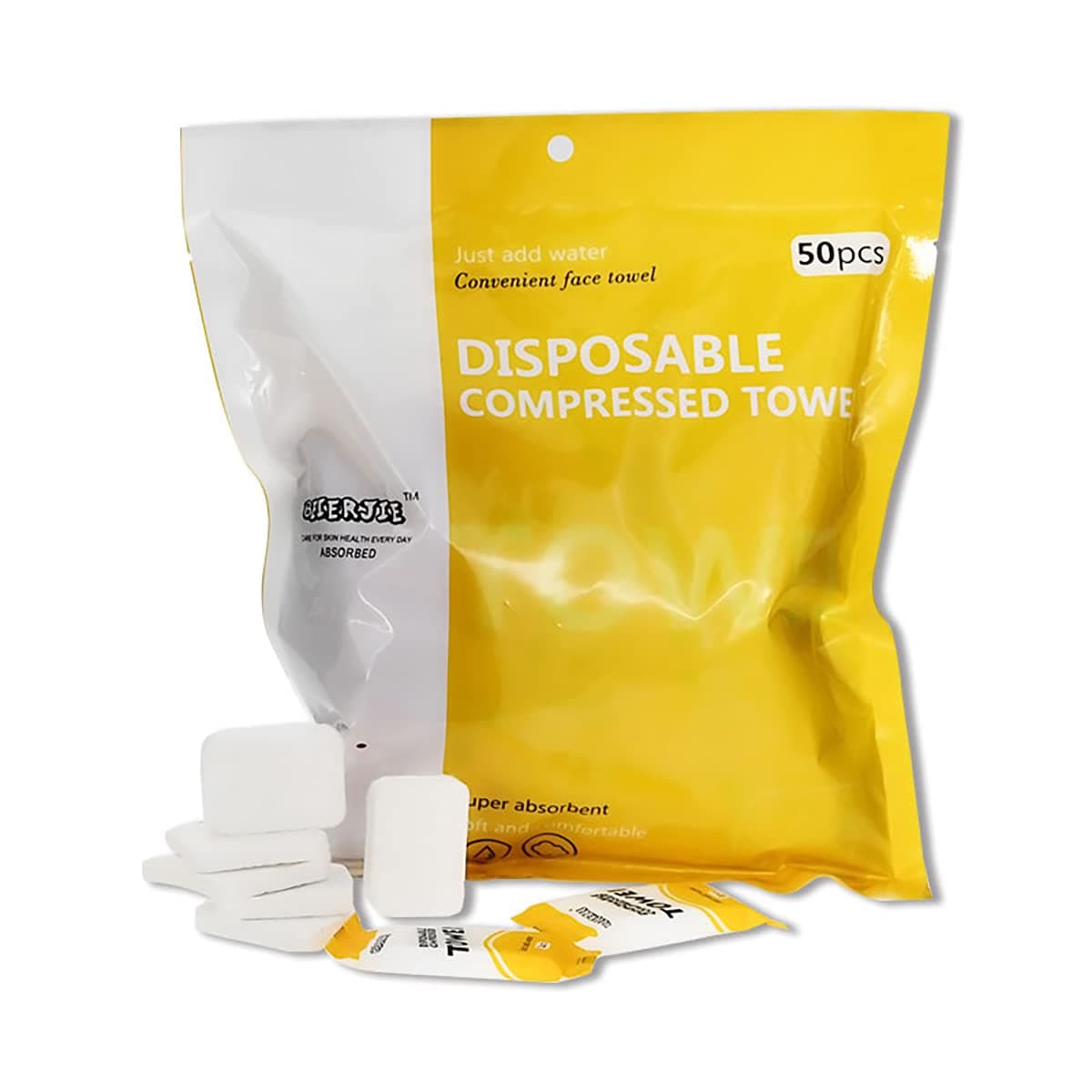 Compressed Large Towel Tablets Disposal Compressed Face Towel ,Soft and Reusable,Camping, Hiking, Sport, Beauty Salon, Home (11.8in*9.4in, 50pieces (1 packs)