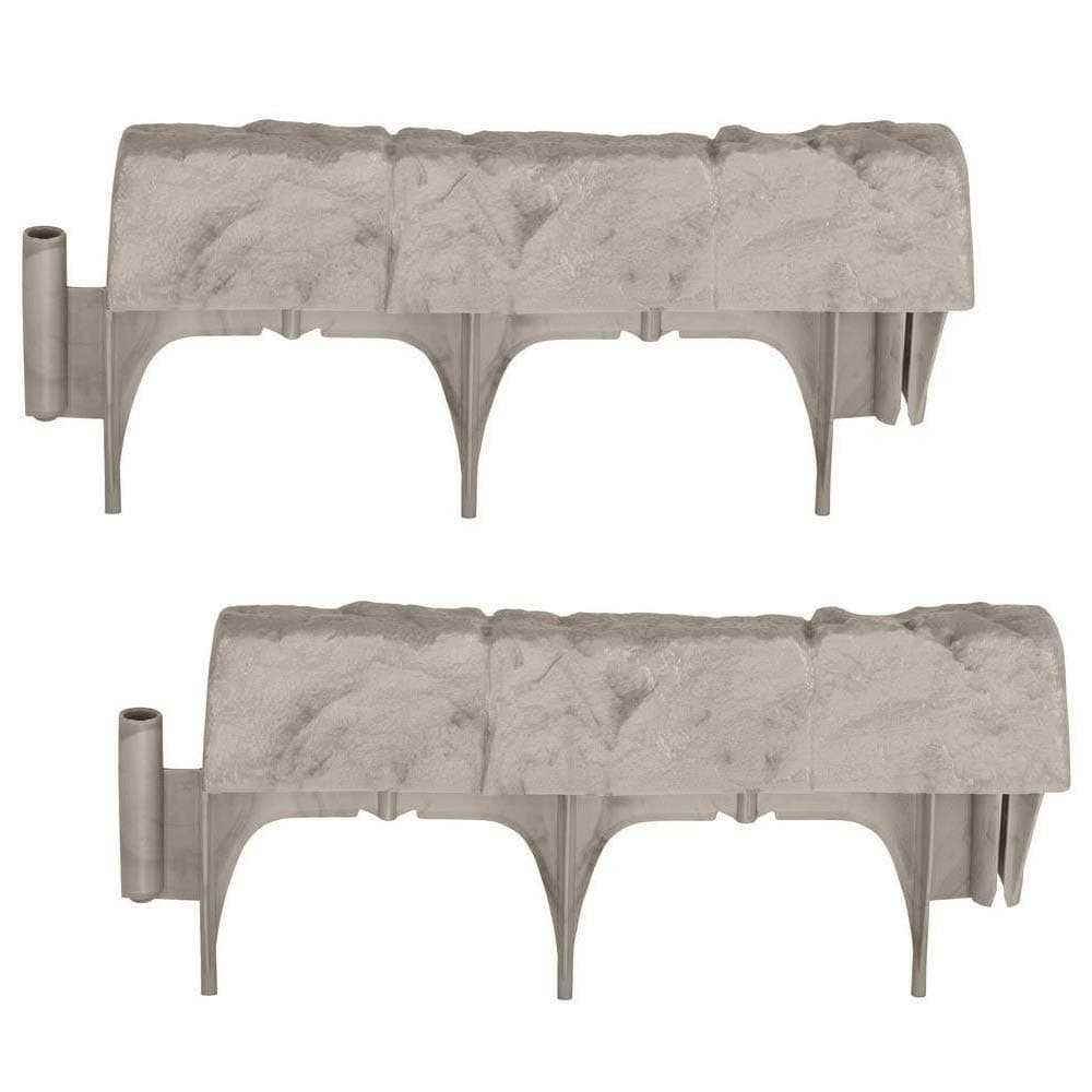 Interlocking Border Edging - Stone -Like Poly Construction for Garden, Lawn, and Landscape Edging - Water Resistant Border for Containing Trees, Flower Beds and Walkways - Light Taupe, 20