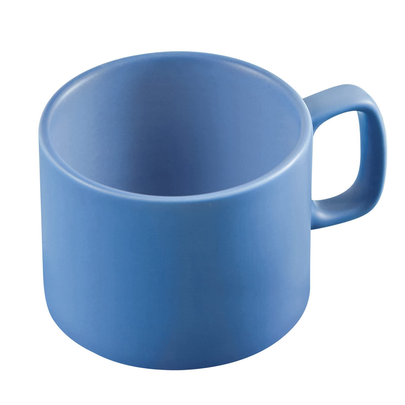 VOBAGA Coffee Mug 11 oz Tea Cup with Flat-Bottom Warming Coffee Milk for Office and Home (Light Blue)