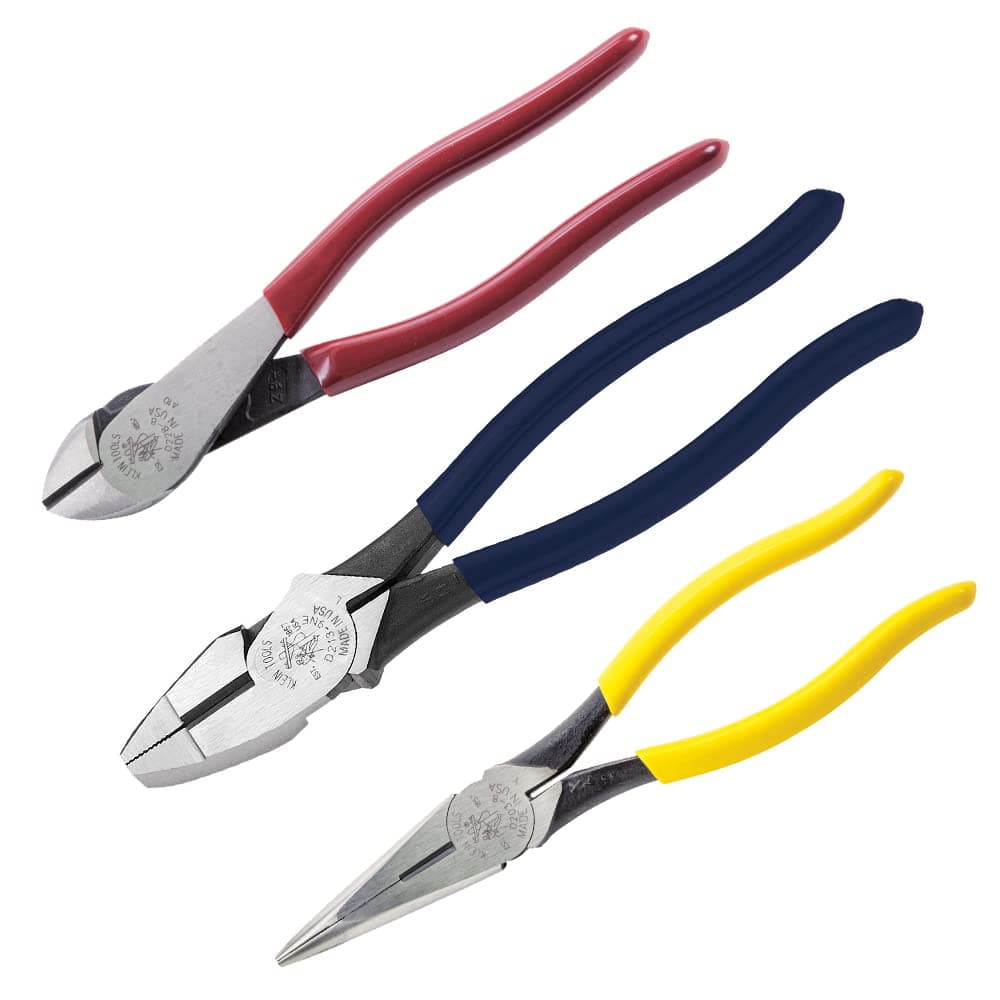 Klein Tools 80020 Plier Set with Lineman's Pliers, Diagonal Cutters, and Need...