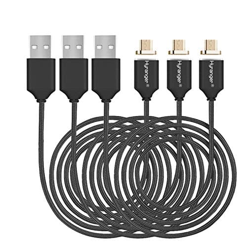 hyranger 3pcs 2nd Generation Micro USB Magnetic Cable 3Ft/1m Nylon Braided Data Sync Charger Cord for Samsung Galaxy Note LG G4 G3 Google BlackBerry (3pcs Black)
