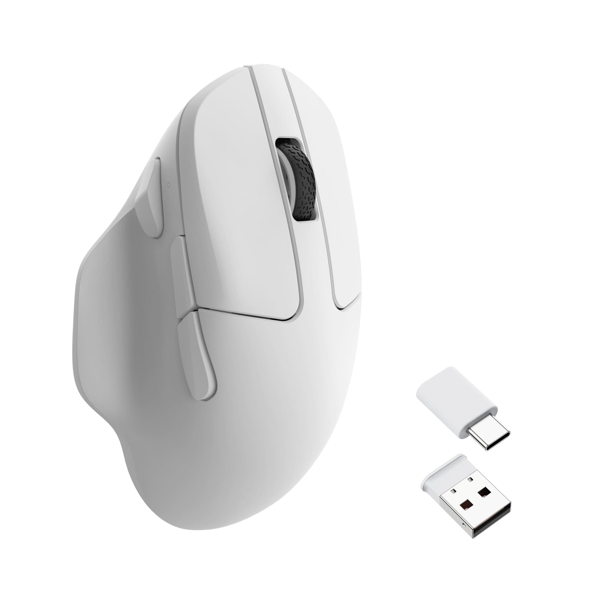 M7 Wireless Computer Mouse, 26K DPI Optical Computer Mouse, 2.4 GHz/Bluetooth/Wired with Macro Button 63g Lightweight Ergonomic, Up to 70 Hours Worktime for Laptop macOS/Windows - White