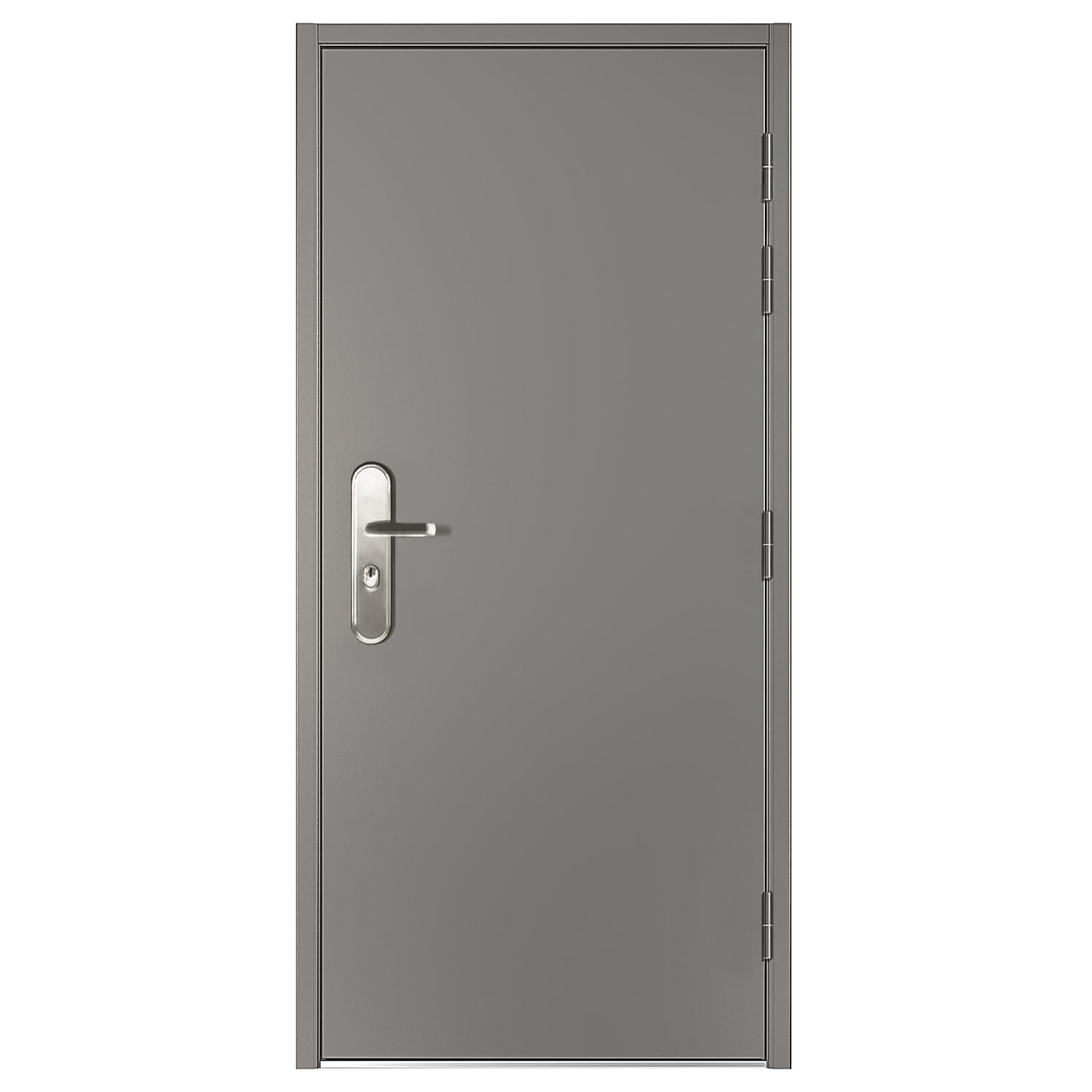 Quick Mount Steel Security Door with Frame and Hardware, Gray Right Side-Hinged Outward, 39 9/16" - 41 7/8" Width Adjustable, 83 1/2" Height