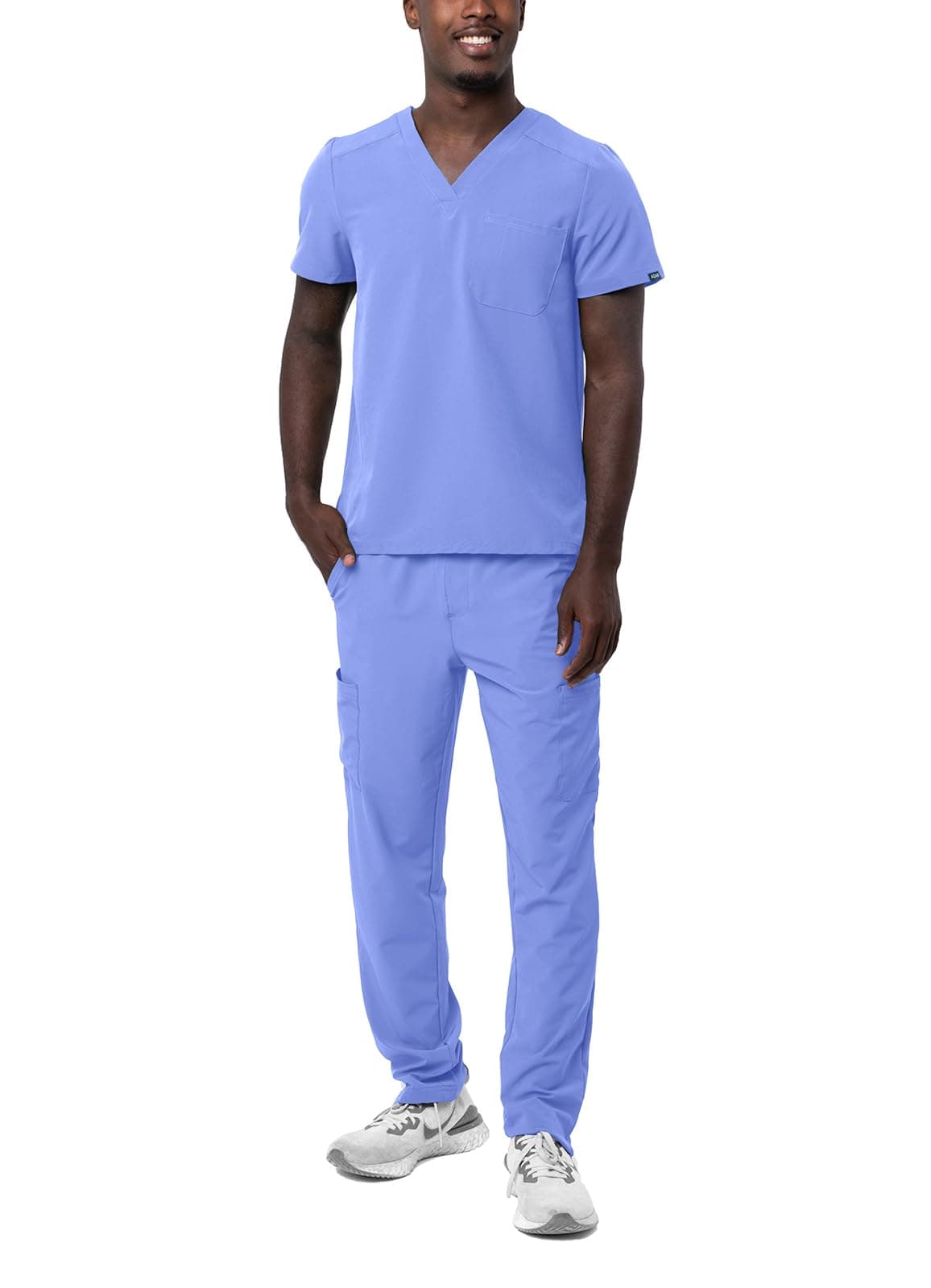 Adar Addition Go-Basic Scrub Set for Men - Classic V-Neck Scrub Top & Cargo Scrub Pants - A9300
