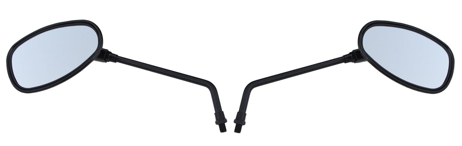 BLACK Long Stem Motorcycle Mirrors - Compatible with/replacement for Honda Kawsaki Suzuki Victory