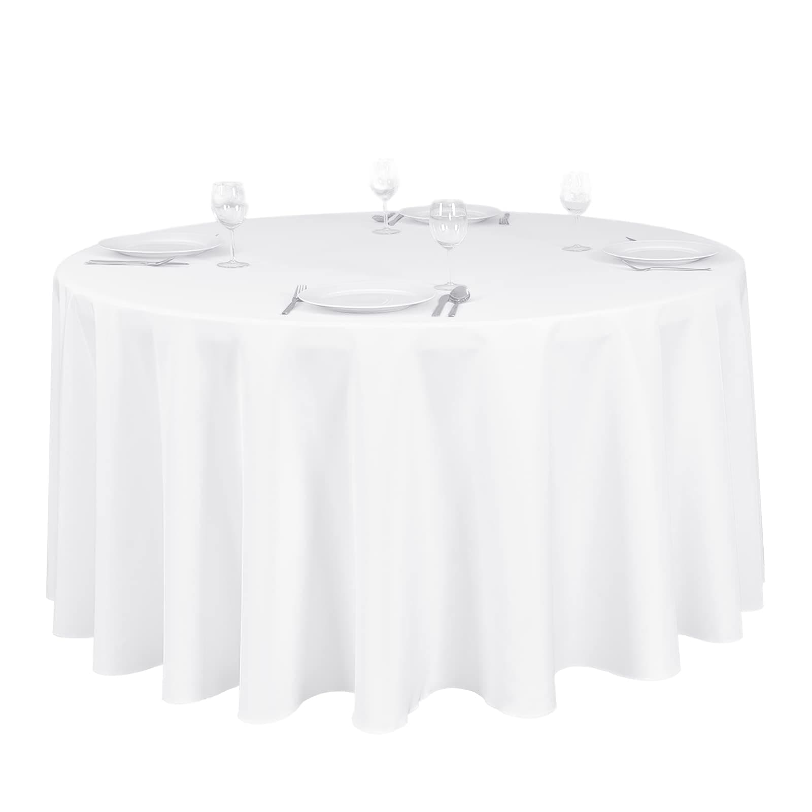 LinenTablecloth 120-Inch Round Polyester Tablecloth White