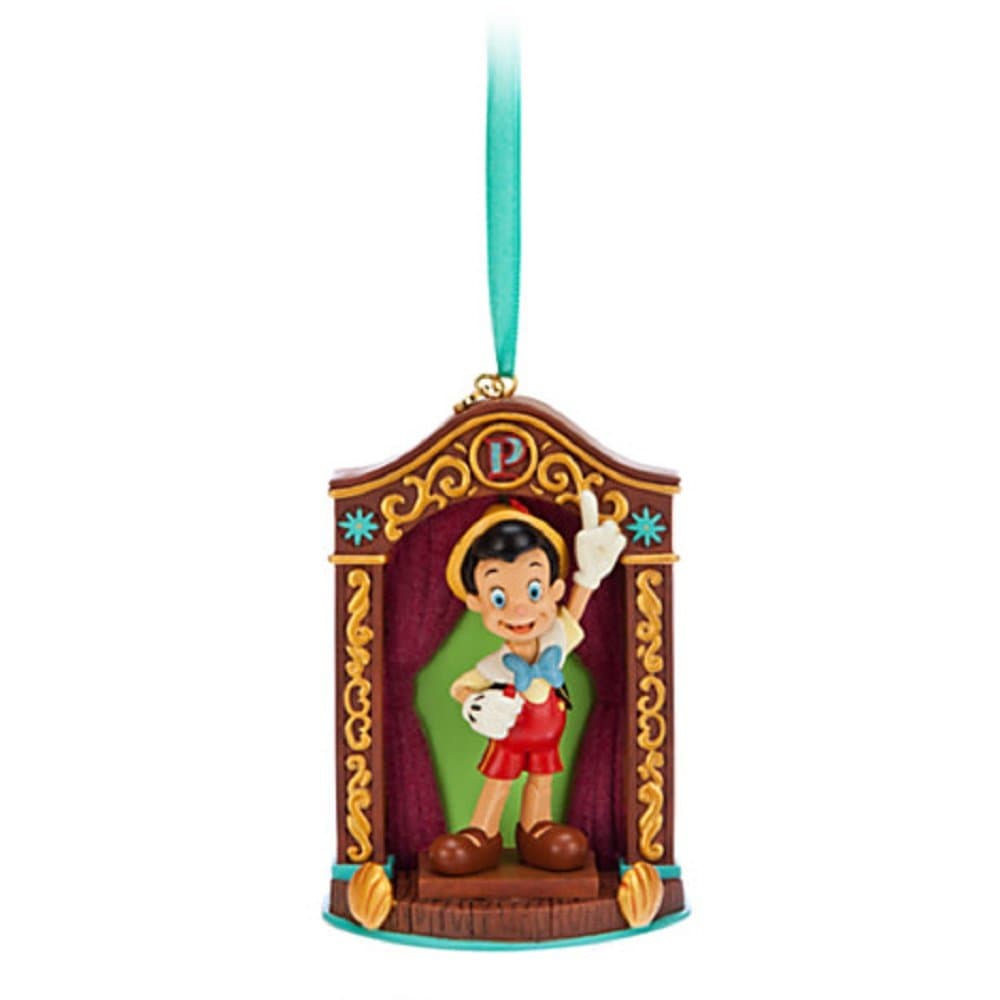 Pinocchio Disney Figural Hanging Ornament, Resin, Golden, 4" H, Christmas