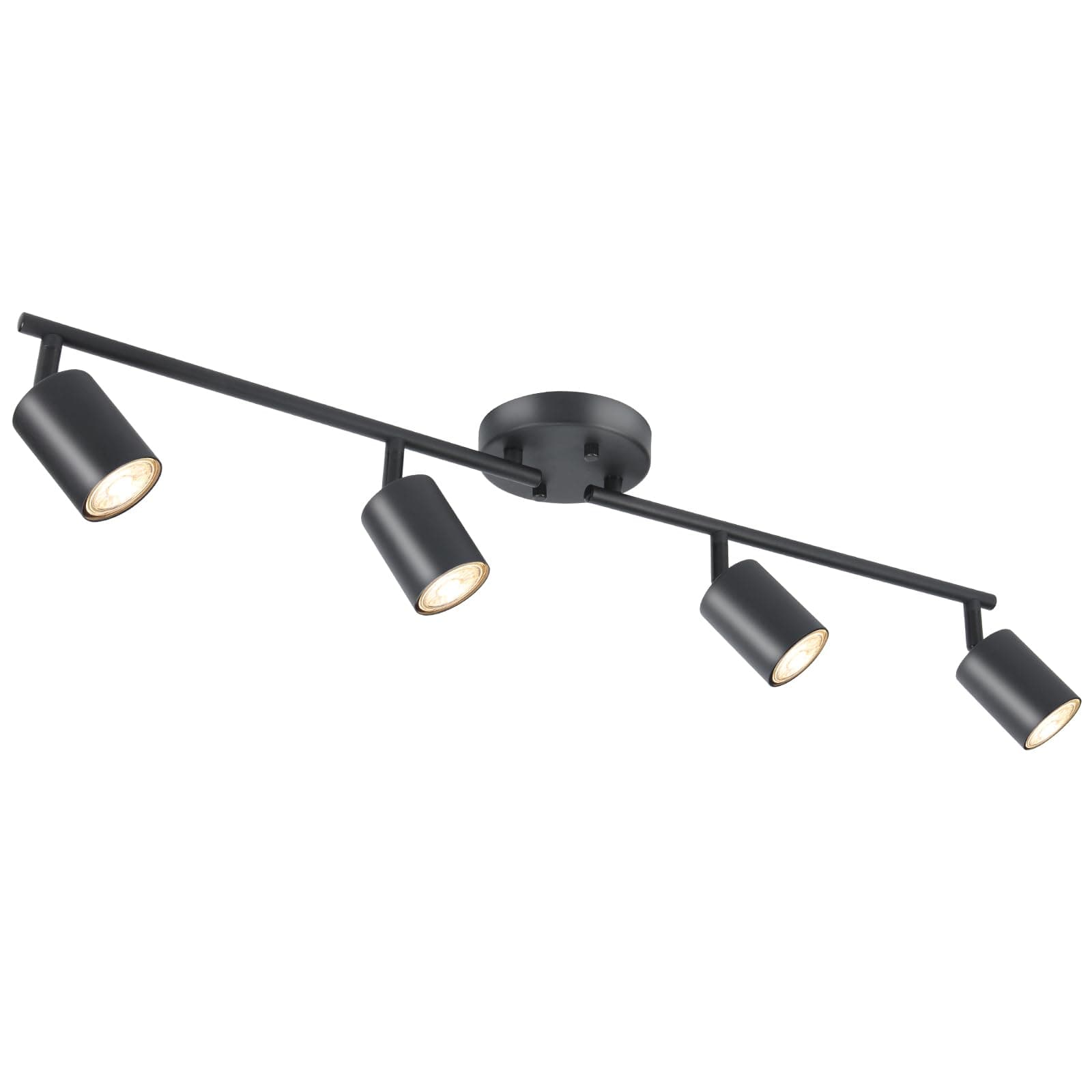 BoostArea - 4 Light Track Light LED Lighting Kit, 4 Way Black Light, Flexible Rotating Light Head for Kitchen, Living Room, Bedroom, Bulb Not Included
