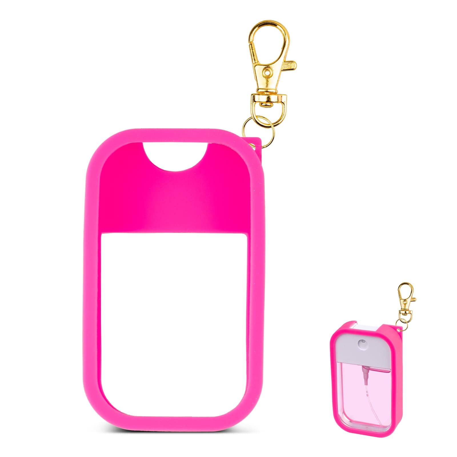 Silicone Case Compatible with Touchland Hand Sanitizer Spray, Protective Case with Keychain for Power Mist and Glow Mist 1 fl oz, Hand Sanitizer Spray Accessory (Hot Pink, 1 Pack)