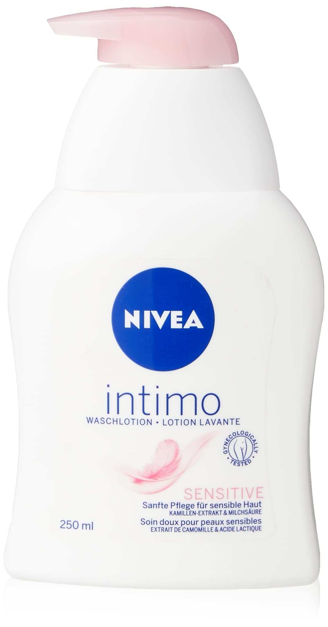 NIVEA Intimo Sensitive Wash Lotion (250 ml), Intimate Wash Gel with Lactic Acid, Chamomile Extract and Panthenol, Intimate Wash Lotion for Sensitive Skin