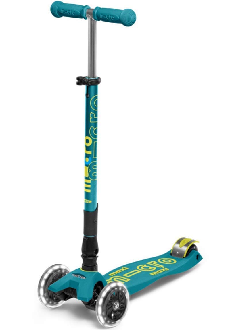 Kickboard - Maxi Deluxe Foldable LED - Three Wheeled, Lean-to-Steer, Fold-to-Carry Swiss-Designed Micro Scooter for Kids with Motion-Activated Light-Up Wheels for Ages 5-12
