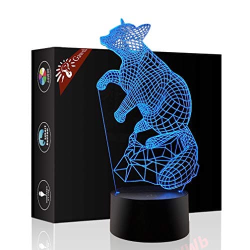 Mother's Day Gift Night Light 3D Beside Table Lamp Fox Illusion, Gawell 7 Colors Changing Touch Switch Desk Decoration Lamps Birthday Christmas Gift with Acrylic Flat & ABS Base & USB Cable