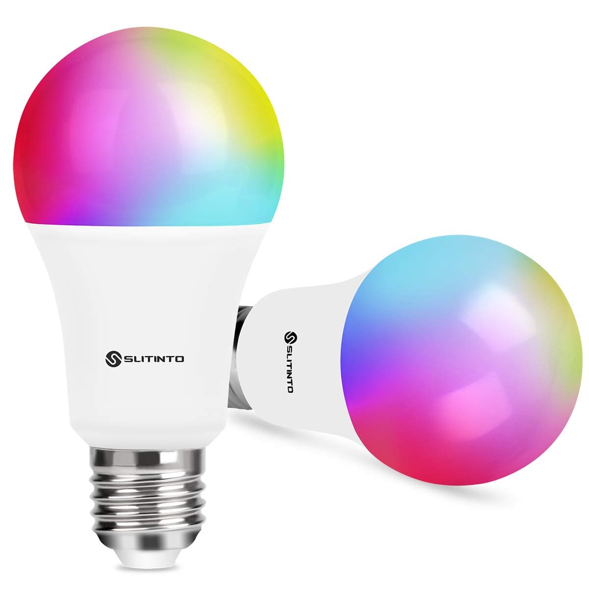 Smart WiFi LED Light Bulb Dimmable 9W 1000Lm, slitinto E26 Multicolor Light Bulb Compatible with Alexa, Echo, Google Home(No Hub Required), A19 90W Equivalent RGB Color Changing Bulb-2 Pack