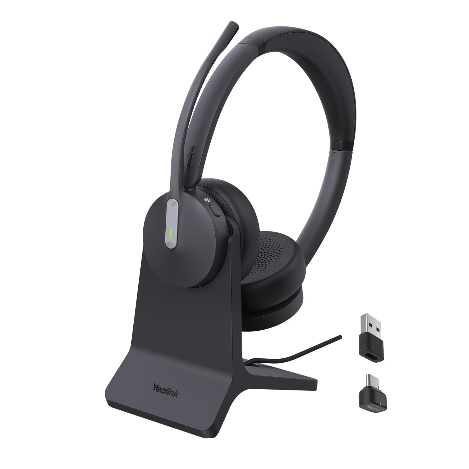 Yealink BH70 Dual Wireless Headset with Mic for Work, Bluetooth Headphone with Teams Certification, up to 35h Talk Time, 147g All-Day Wearing Comfort, Include USB-C/A Dongle & BHC70 Charging Stand