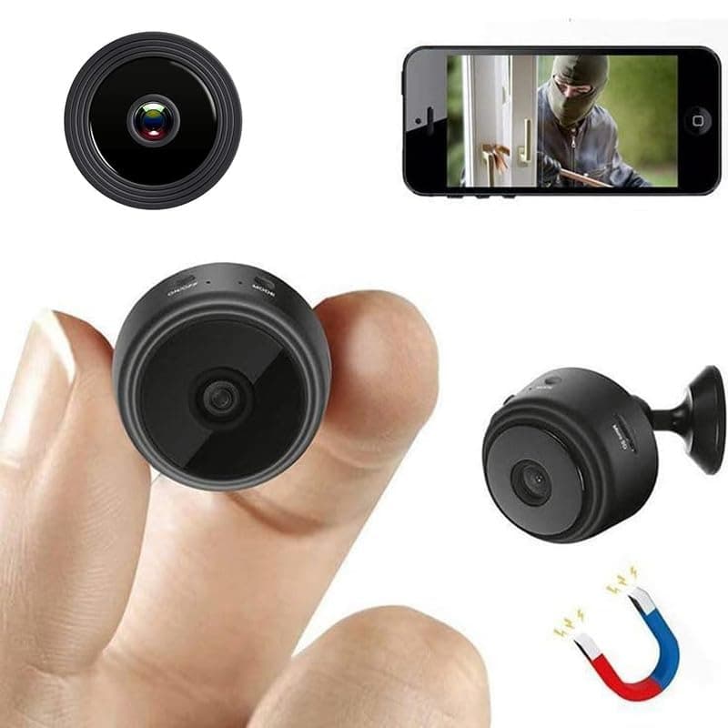 Mr Fix? Mini Wireless WiFi Security Camera | HD 1080p Indoor Video Recorder with Low Light Vision | Portable & Magnetic | Home, Office, and Baby Monitor, with 16GB SD Card