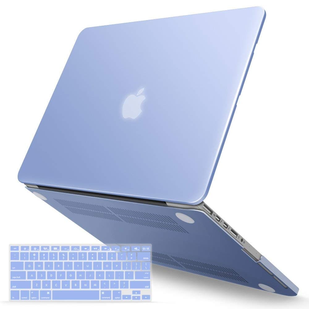 IBENZER Compatible with MacBook Pro 15 Inch Case 2015 2014 2013 2012 A1398, Hard Shell Case with Keyboard Cover for Old Version Apple Mac Pro Retina 15, Serenity Blue, R1501SRL+1