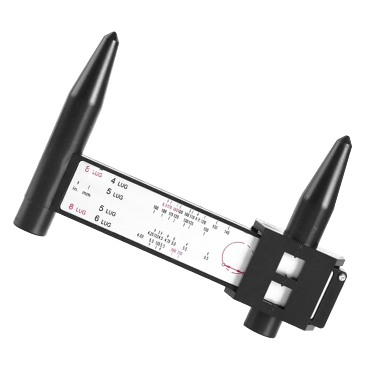 KITUREK PCD Gauge Ruler, Wheel/Rim Bolt Pattern Sliding Measuring Tool, Car Wheel Lug Bolt Pattern Gauge PCD Ruler for 4 5 6 8 Holes Sliding Caliper