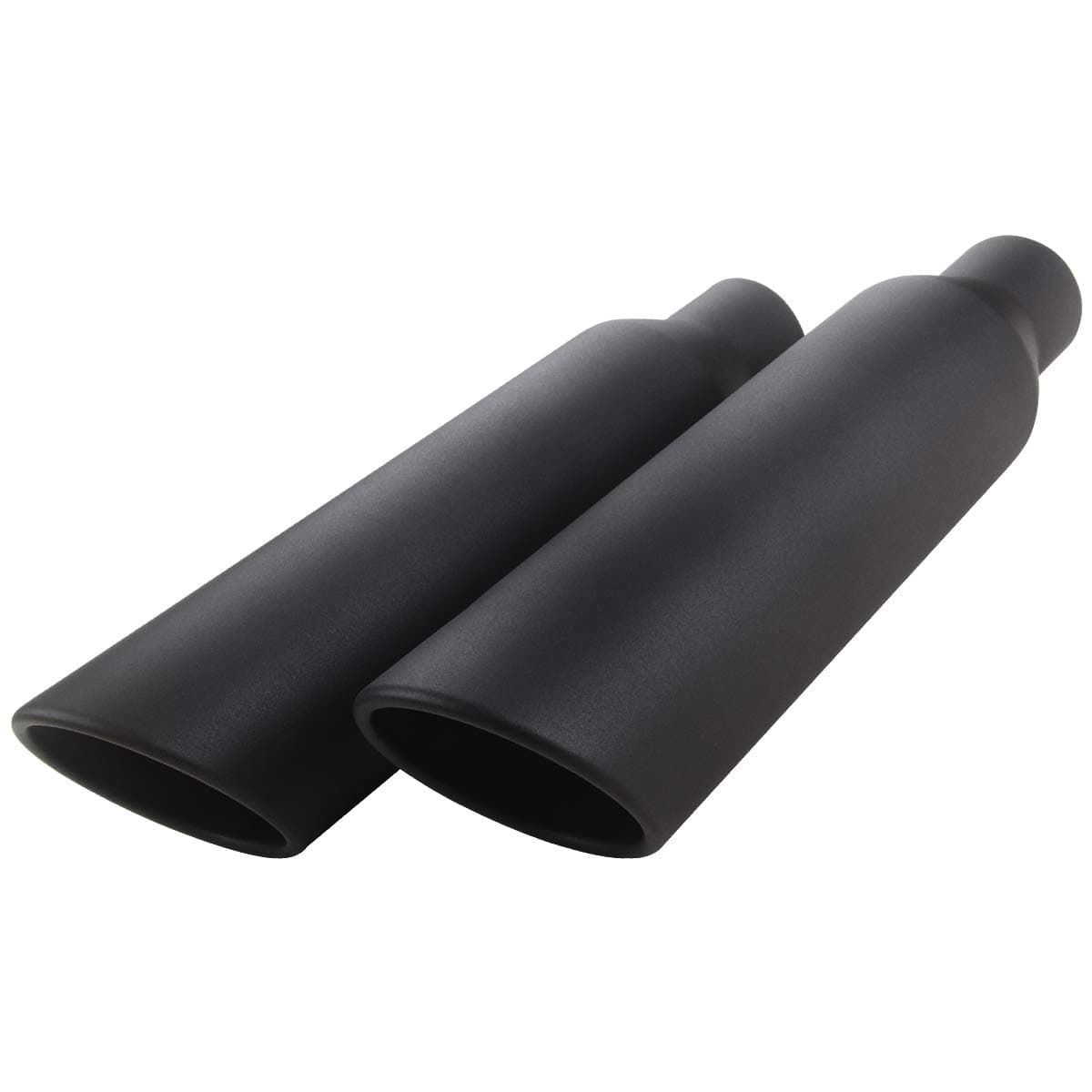 2 Pcs 2.5" Inlet Exhaust Tips,2.5" Inlet x 4" Outlet x 17" Overall Length, Weld On, Universal Stainless Steel Black Diesel Exhaust Tailpipe