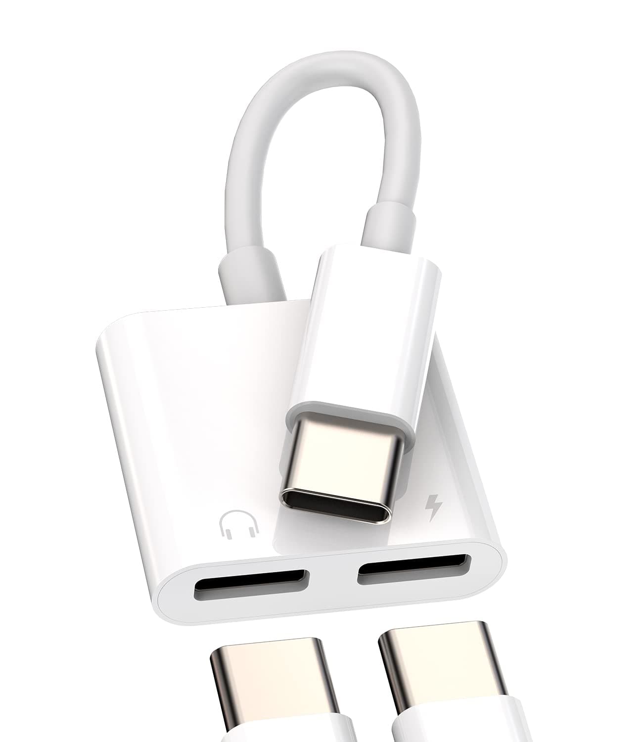 Dual USB-C Headphone Splitter 2in1 DAC Type C Jack Aux Charging Dongle Charger Audio Adapter Cable compatible for Samsung for Apple for iPhone 15 Pro Max for iPad Pro Air Thunderbolt Cord Accessories