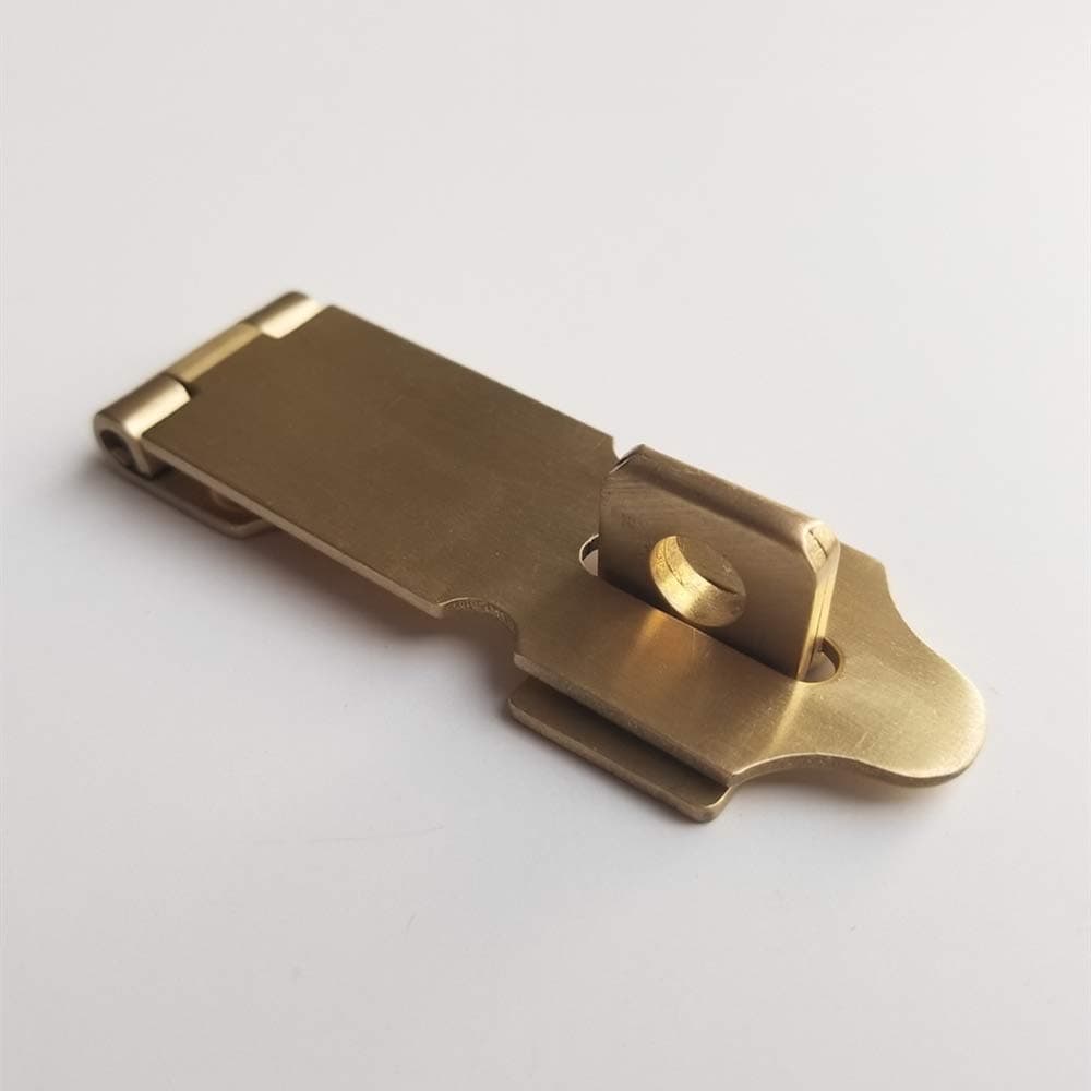 Solid Brass Padlock Hasp, Heavy Duty Door Clasp, Safety Lock Latch for Antique Modern Furniture Drawers Cabinet Doors (3.5inch, Brass)