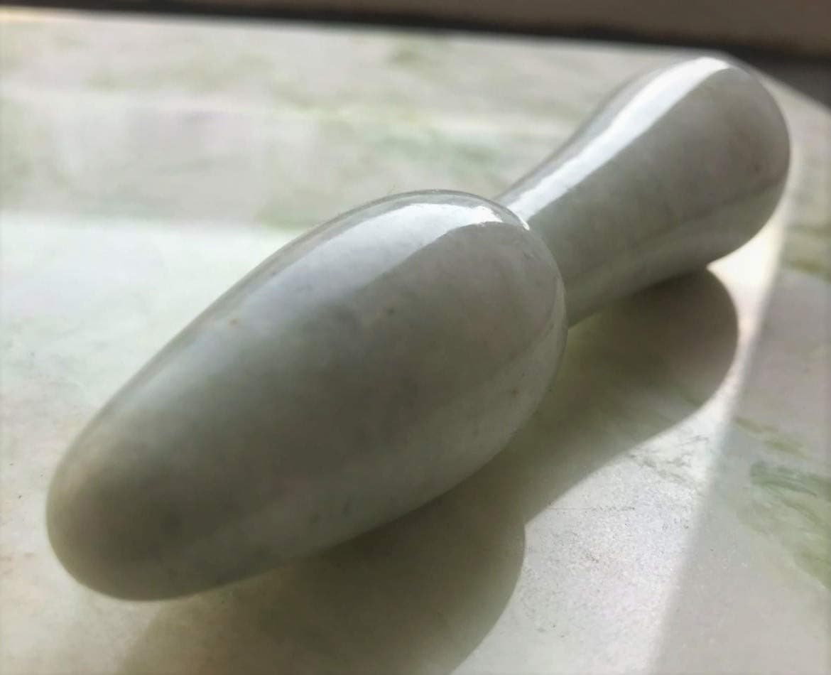 Multi-Function Massage Wand Acupuncture Stick Acupressure Tool Made by Natural Marble (Greenish Blue)