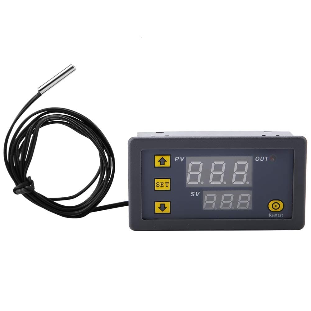Temperature Controller 12V 500C Dc 12V Led Digital Thermostat Electronic Element W3230 Led Digital Temperature Controller Thermostat Switch Sensor Meter(Dc12V ) (24V red and Blue Display)