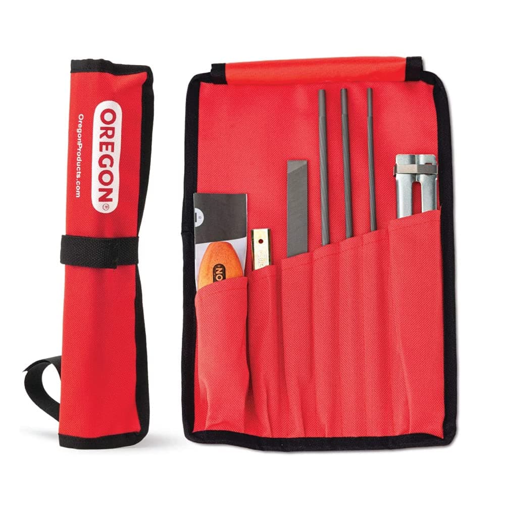 Oregon Universal Chainsaw Field Sharpening Kit - Includes 5/32", 3/16" and 7/32" Round Files, 6" Flat File, Handle, Filing Guide and Travel Bag (617067)