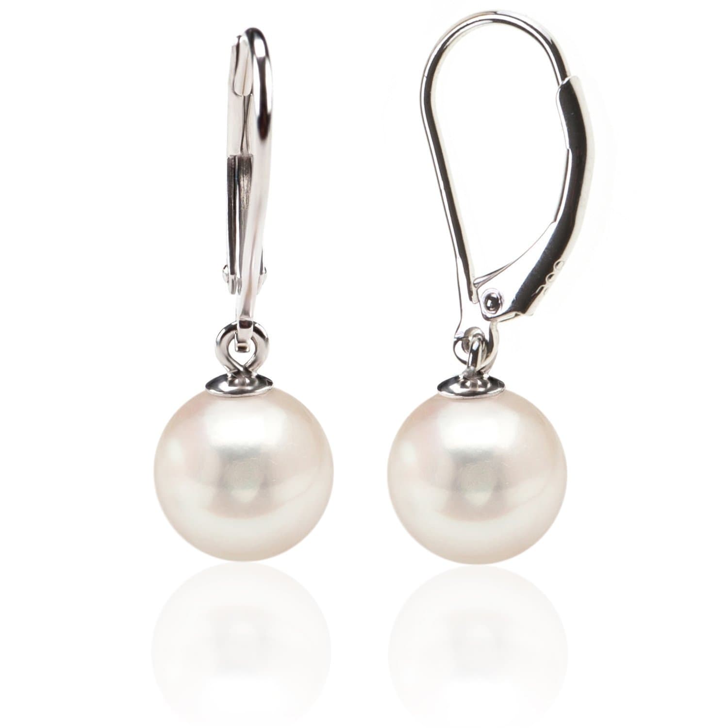 PAVOI 925 Sterling Silver Simulated Shell Pearl Earrings Leverback Dangle Studs