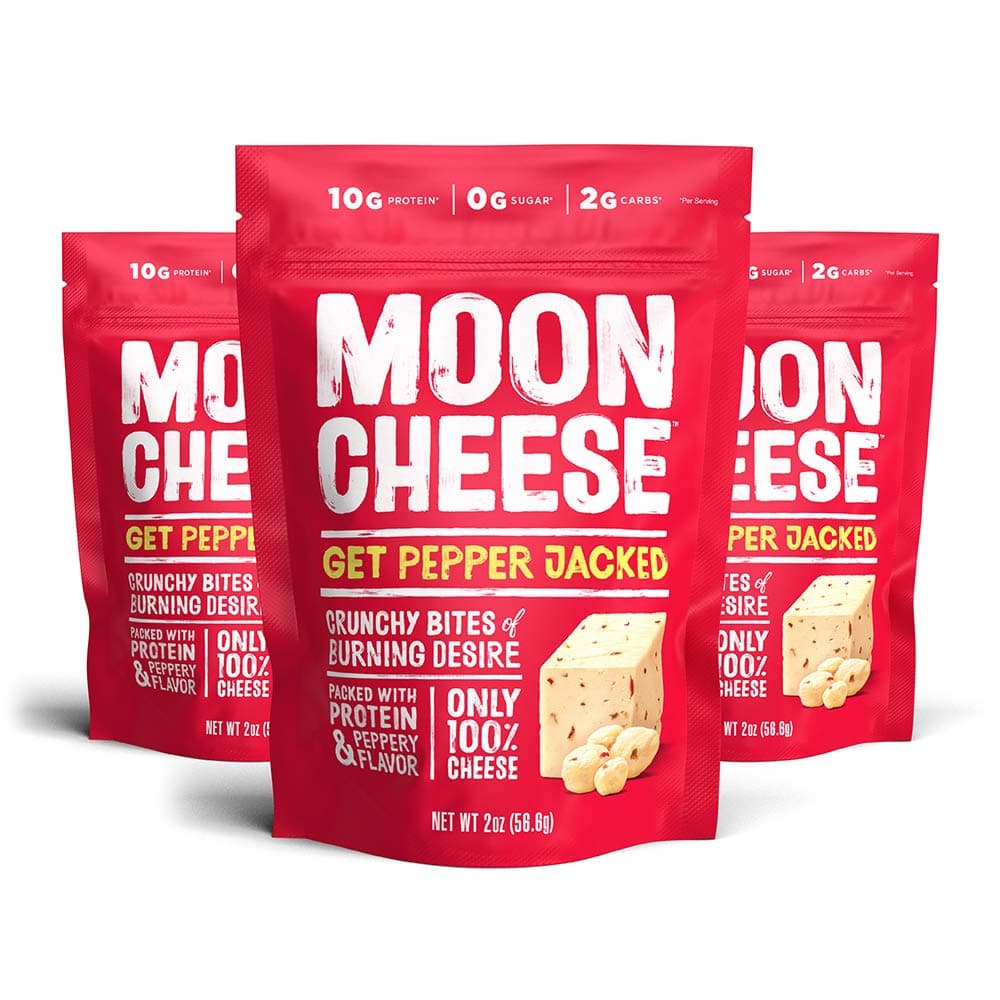 Moon Cheese Bites, Get Pepper Jacked, 2-Ounce 3-Pack, 100% Real Cheese Snack, Protein, Keto, After-School or Lunch Snack