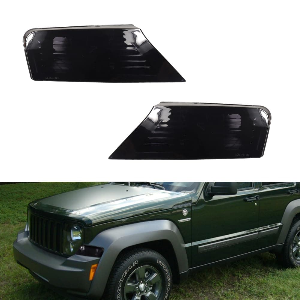 For 2008 2009 2010 2011 2012 Jeep Liberty Front Bumper Signal Side Marker housing Smoked Lens 57010124AA-PFM, 57010125AA-PFM,CH2520145, CH2521145