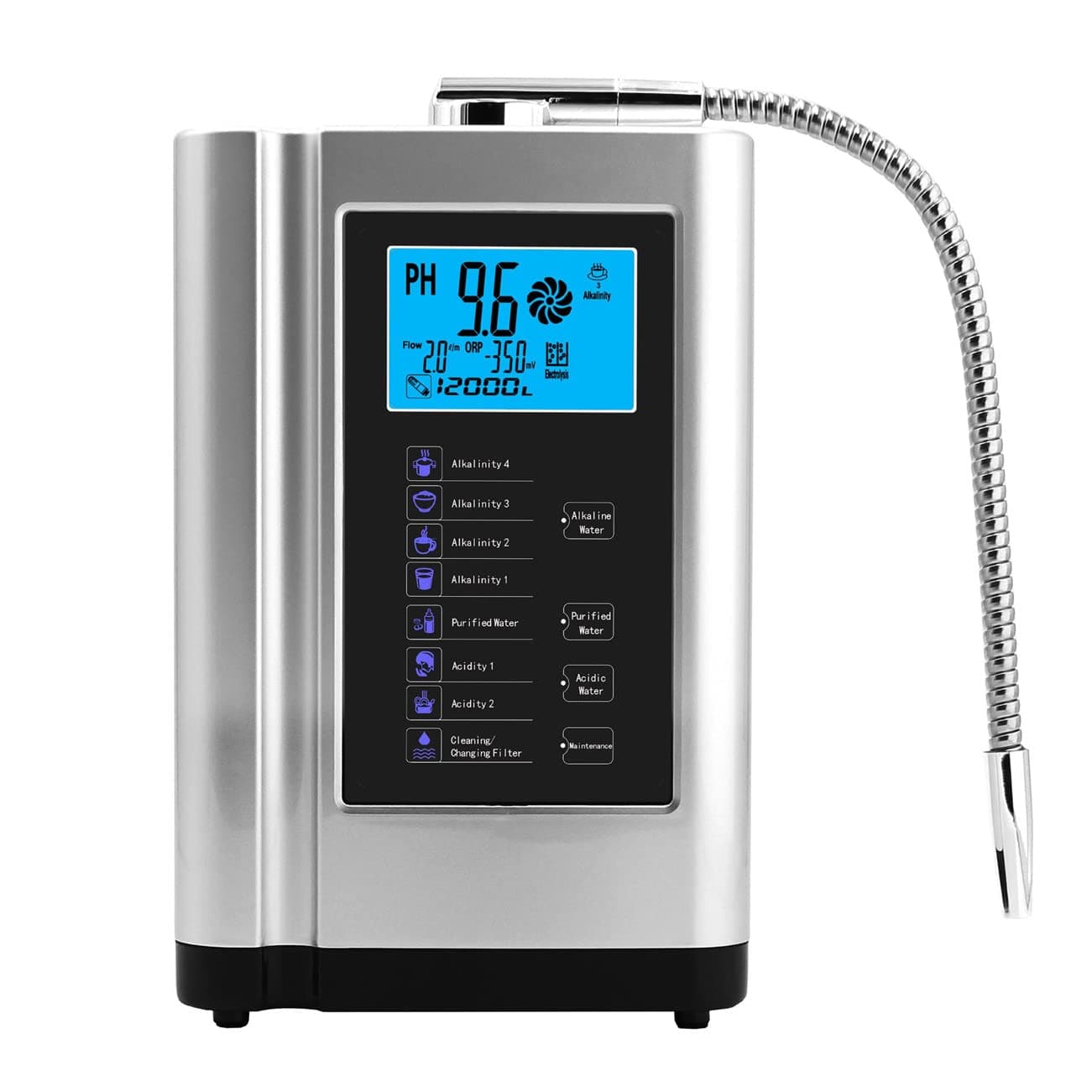 Alkaline Water Ionizer PH3.5-10.5 Hydrogen Generator Machine Purifier - 8000 Liters Filter - Intelligent Voice - LCD - Home Water Filter
