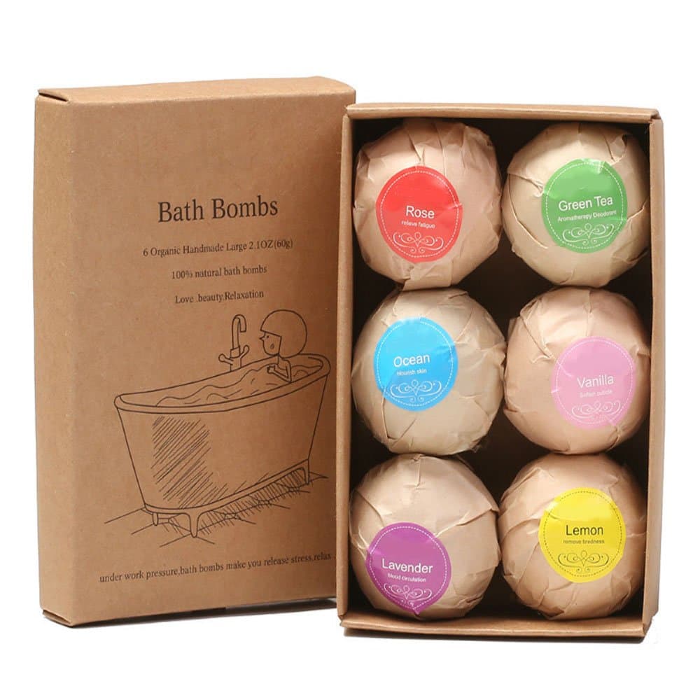 Bath Bomb Gift Set Add to Bath Bubbles Soothe Dry Skin As Gift for Girl, Mom, Colleague, Friend Birthdays. (6, light colors)