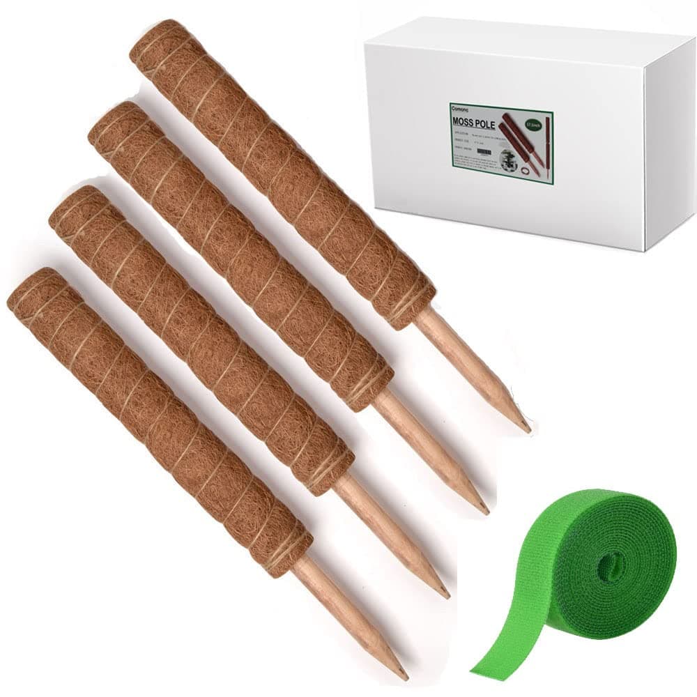 4 Pack Moss Pole, 17.5 Inch Coir Totem Pole Extend to 53.5 Inch, Coco Sticks Plant Grow Upwards Support Extension Coir Moss Stick for Monstera, Sphagnum, Creepers