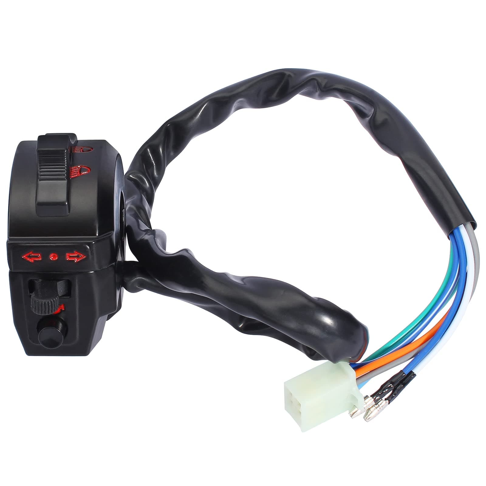 Universal Control Turn Signal Horn Function Head Light Low High Beam Left Switch for 7/8inch 22mm Handlebar Motorcycle Motorbike ATV Dirt Bike Scooter Suzuki Yamaha Kawasaki Kymco Polaris