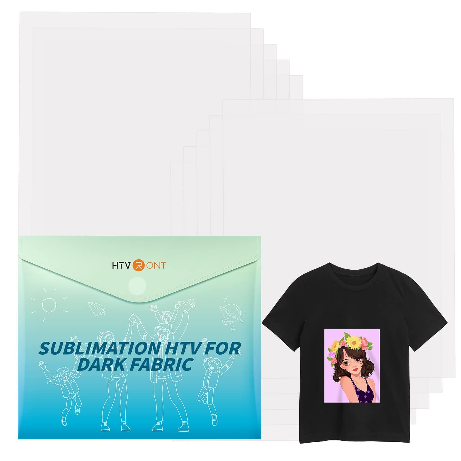 Sublimation HTV - 10 Pack Matte Vinyl for Dark/Light Fabric - Sublimation Blanks for Shirts, Pillow, Bag, Hat