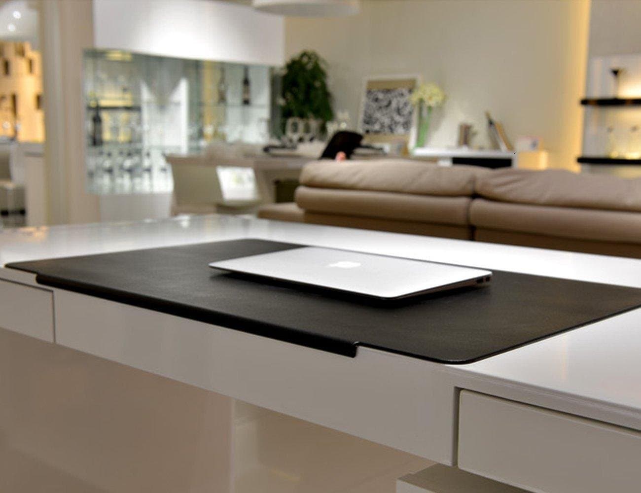 TPU Pad Desk Mat Protector with Fixation Lip for Desktops Laptops Mouse Office Home 27.5"x17.7" Large Size (Black)