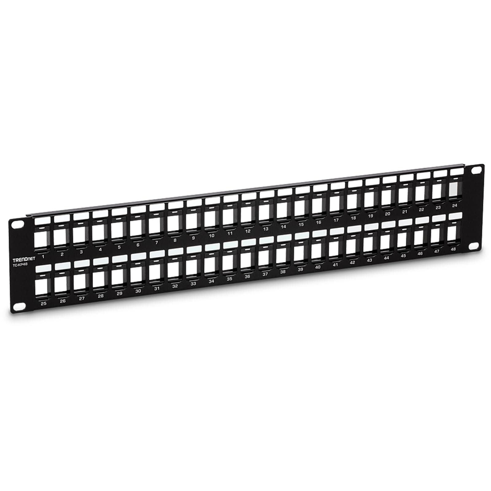 TRENDnet 48-Port Blank Keystone 2U HD Patch Panel, TC-KP48, Cat5, CAT5E, Cat6, CAT6A, 19” Rackmount Design, HD Keystone Patch Panel, Recommended with TC-K25C6 & TC-K50C6 Cat6 Keystone Jacks