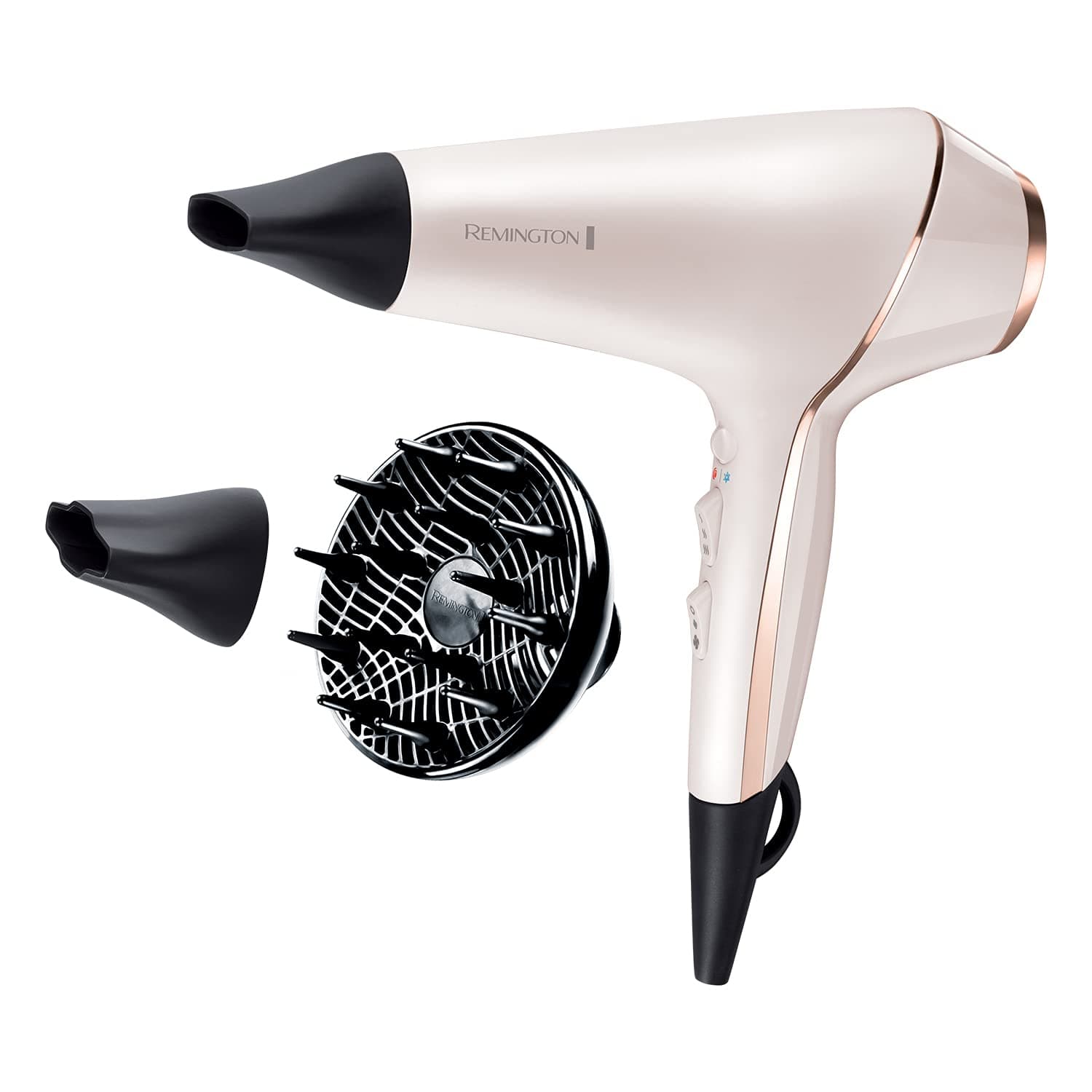 PROluxe Hair Dryer (OPTIheat Technology for Long-Lasting Results, Ionic Conditioning for Frizz Free Hair, Diffuser, 2 Concentrators, Powerful, Professional Results, 2400W) AC9140