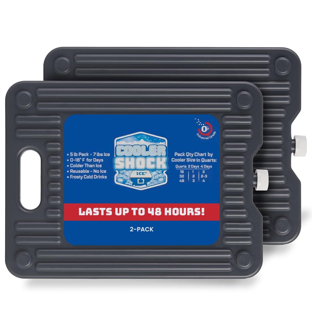 Cooler Shock Ice Packs - Reusable, Premium, Large Pack and Lunch Set for Long Term Use - Cools Faster Than Ice - Cooler Accessories