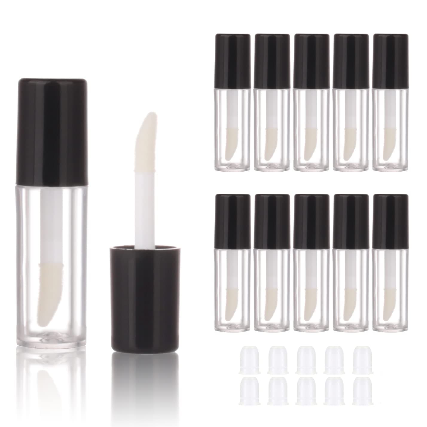 COSIDEA 10pcs Empty Black 0.8ml mini lip gloss tubes Sample size lipgloss containers for sample sack lip oil DIY
