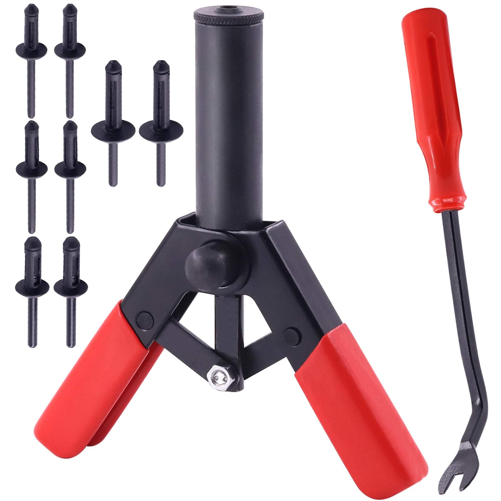 42Pcs Plastic Rivet Gun Set 40Pcs 4Sizes Nylon Blind Rivets and 1Pcs Fastener Removal Tool, Hand Riveter Suitable for Automotive and More