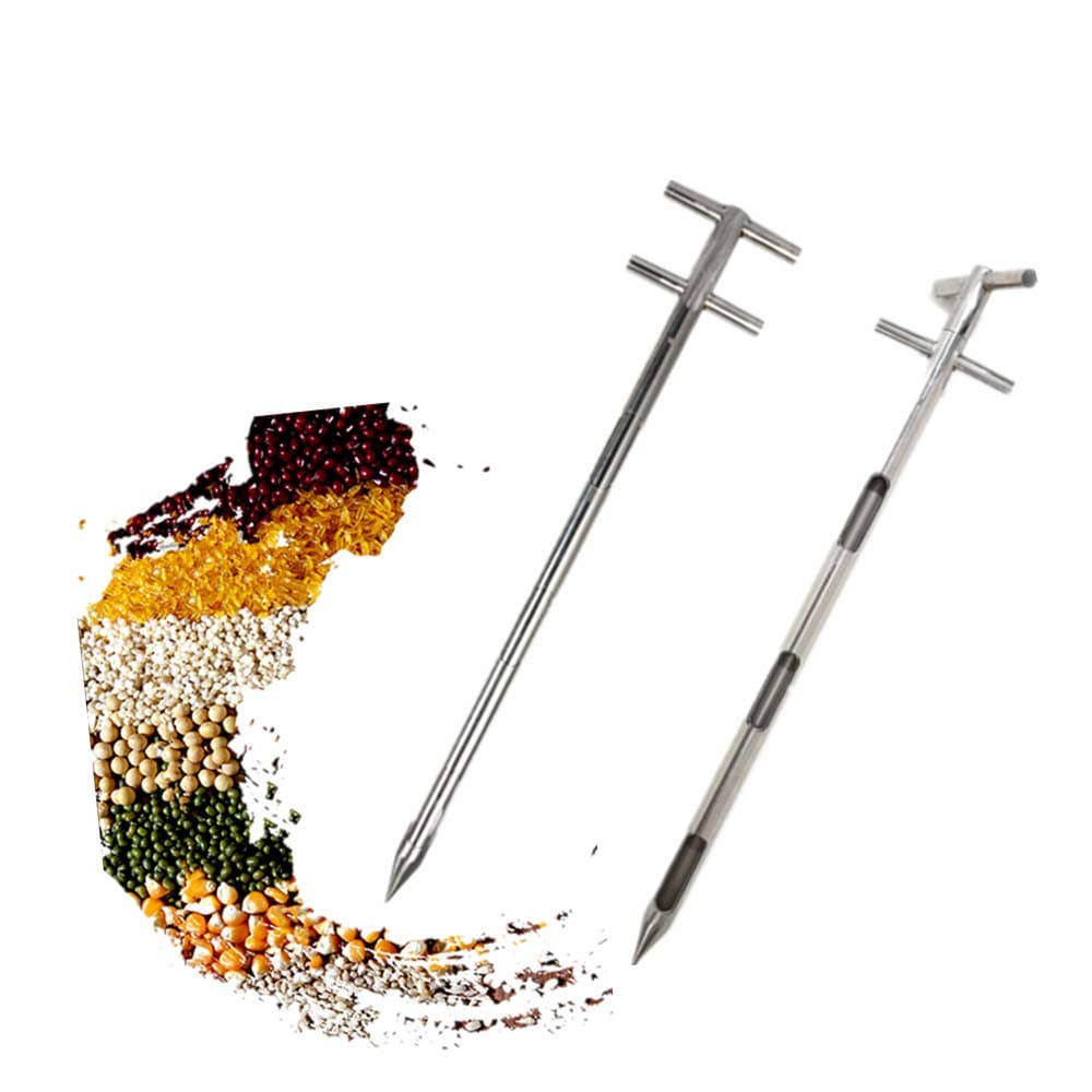 Stainless Steel Grains Powder Sampler Double Layer Rotary Powder Sampling Tube for Solid Fertilizer Cement -Double Tube Stratification,3 Slots (38MMX1M)